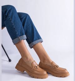 Снимка на Gemre Edelia brown eco leather moccasins with gold embellishment