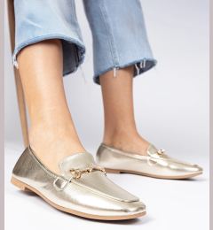 Снимка на Gemre Golden elegant loafers with a golden ornament and rhinestones Kalisa