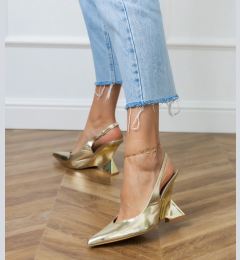Снимка на Gemre Golden sandals on geometric wedge Kokkes