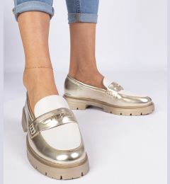 Снимка на Gemre Golden women's moccasins with white insert Sugetti