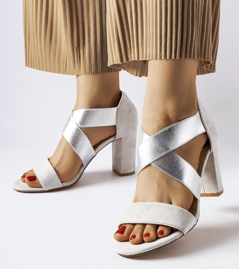 Снимка на Gemre Gray block-heeled sandals Gravago
