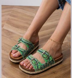Снимка на Gemre Green ethnic flip-flops with buckles on straps Zebrina