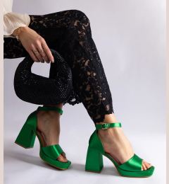 Снимка на Gemre Green satin block heel sandals Saucedo