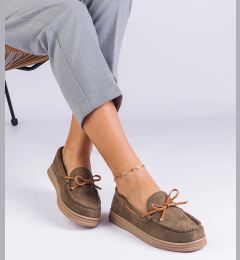 Снимка на Gemre Green women's eco-suede loafers with bow Sarina