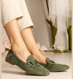 Снимка на Gemre Green women's perforated loafers with ornament Mensory