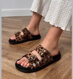 Снимка на Gemre Leopard women's flip-flops with decorative buckles Fetta