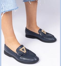 Снимка на Gemre Navy blue women's loafers with elegant embellishment Viletta