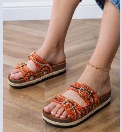 Снимка на Gemre Orange ethnic sandals with buckles on the straps Zebrina