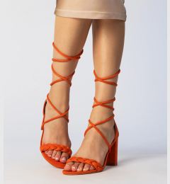 Снимка на Gemre Orange lace-up block heel sandals Elesinda