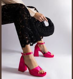 Снимка на Gemre Pink satin block heel sandals Saucedo