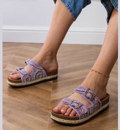 Снимка на Gemre Purple ethnic sandals with buckles on straps Zebrina