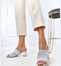 Снимка на Gemre Silver block heel sandals with woven straps Gamboa