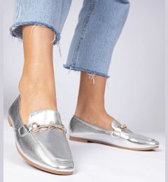 Снимка на Gemre Silver elegant loafers with gold decoration and rhinestones Kalisa