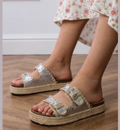 Снимка на Gemre Silver espadrille sandals with buckles Induri