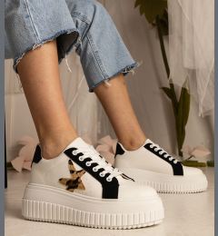 Снимка на Gemre White and black sneakers decorated with glitter and a star Taleda