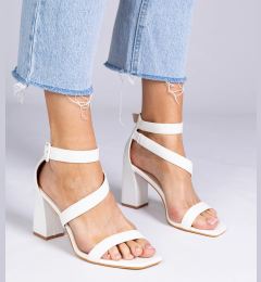 Снимка на Gemre White block heel sandals with buckle Runaz