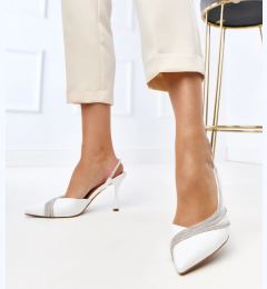 Снимка на Gemre White open-heeled sandals with rhinestones Lura