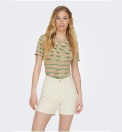 Снимка на Green-Beige Women's Striped T-Shirt ONLY Janie - Women