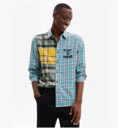Снимка на Green-blue men's checkered shirt Desigual Rod - Men's