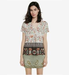 Снимка на Green-white T-shirt Desigual TS Cracovia - Women