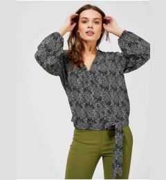 Снимка на Grey-black Women's Blouse with Tiny Pattern and Ribbon Moodo - Ladies