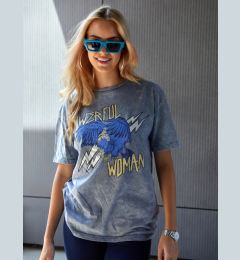 Снимка на Grey loose T-shirt with print