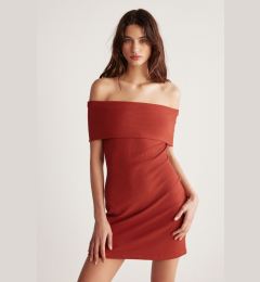Снимка на GRIMELANGE Julene Women's Stretch Ribbed Bardot Neck Bodycon Fit Midi Tile Color Dres