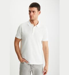 Снимка на GRIMELANGE RAMADANP005 Men's 100% Cotton Ecru Polo Neck T-shir