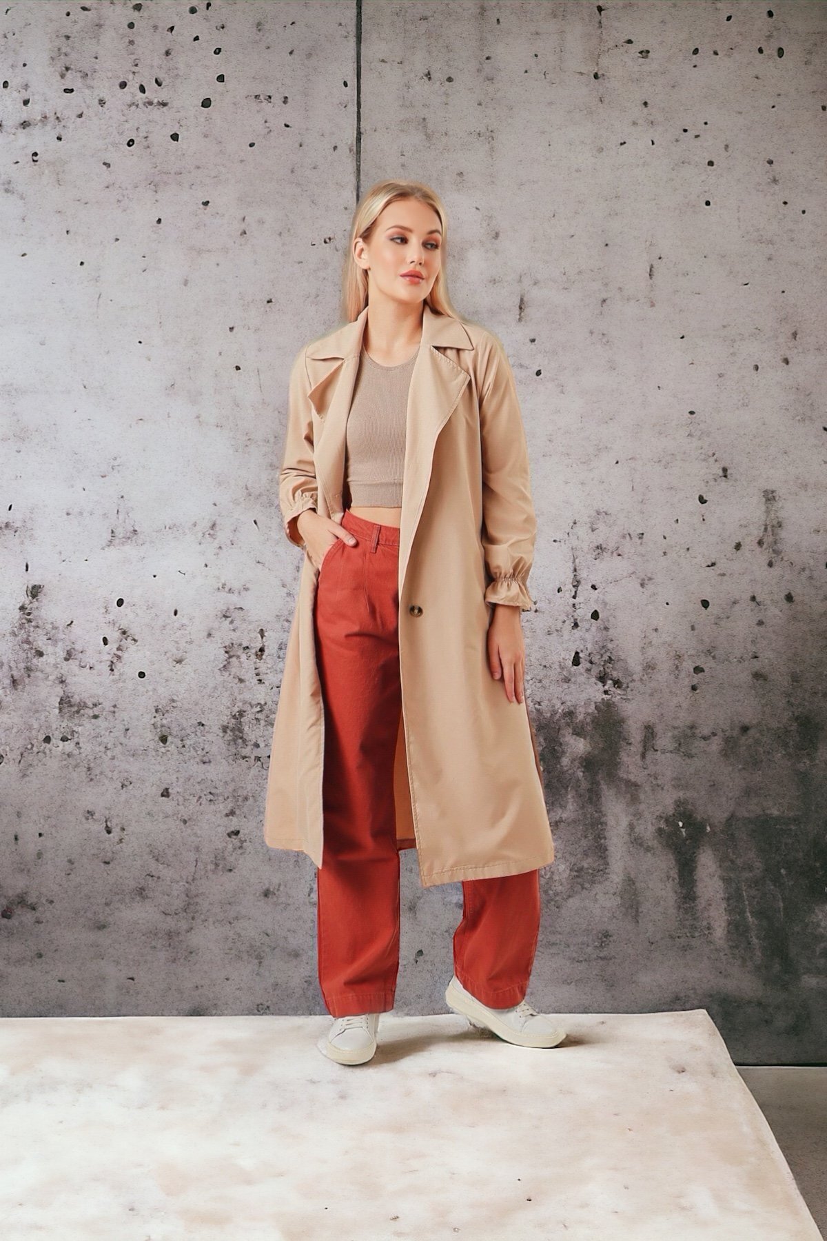 Снимка на HAKKE Shawl Collar Sleeve Elastic Trench