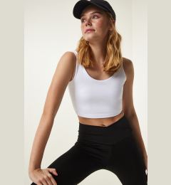 Снимка на Happiness İstanbul White Cross Back Detail Shaper Knitted Sports Bra