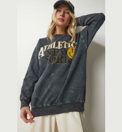 Снимка на Happiness İstanbul Women's Anthracite Faded Effect Oversized Sweatshirt
