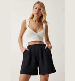 Снимка на Happiness İstanbul Women's Black Pocket Linen Shorts