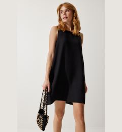 Снимка на Happiness İstanbul Women's Black Sleeveless Linen Viscose A-Line Dress