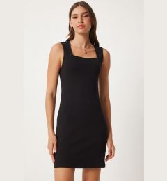 Снимка на Happiness İstanbul Women's Black Square Neck Thick Strap Knitted Dress