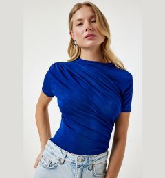 Снимка на Happiness İstanbul Women's Blue Gathered Detailed Viscose Blouse