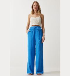 Снимка на Happiness İstanbul Women's Blue Muslin Palazzo Trousers