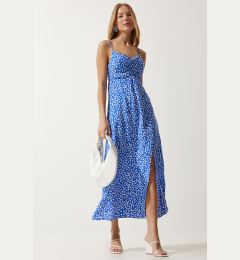 Снимка на Happiness İstanbul Women's Blue Strap Patterned Viscose Dress