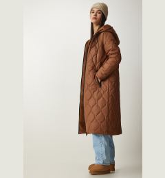 Снимка на Happiness İstanbul Women's Brown Hooded Quilted Coat with Pockets