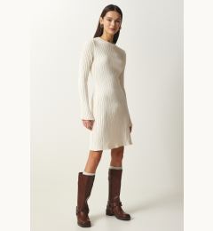 Снимка на Happiness İstanbul Women's Cream Ribbed A-Line Knitwear Dress