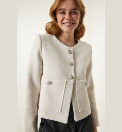 Снимка на Happiness İstanbul Women's Cream Wide Pocket Elegant Woven Jacket