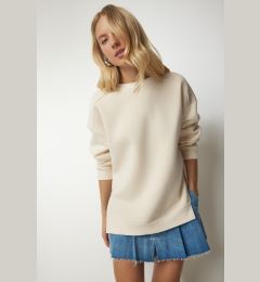 Снимка на Happiness İstanbul Women's Cream Zipper Detailed Raised Knitted Sweatshirt