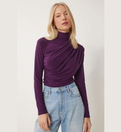 Снимка на Happiness İstanbul Women's Damson Gathered Detailed High Neck Sandy Blouse