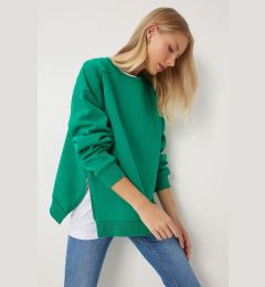 Снимка на Happiness İstanbul Women's Dark Green Zipper Detailed Raised Knitted Sweatshirt