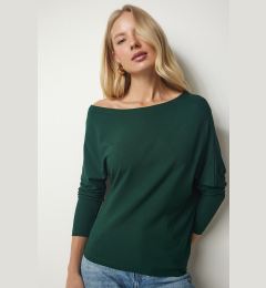 Снимка на Happiness İstanbul Women's Emerald Green Boat Neck Knitwear Blouse