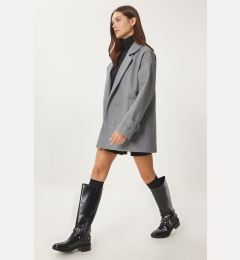 Снимка на Happiness İstanbul Women's Gray Double Breasted Lapel Cashmere Coat