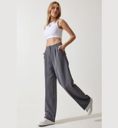 Снимка на Happiness İstanbul Women's Gray Slim Striped Masculine Palazzo Pants