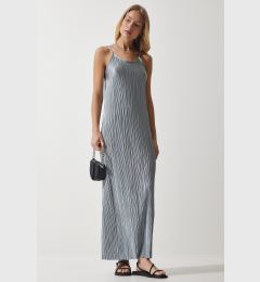 Снимка на Happiness İstanbul Women's Gray Strappy Summer Pleated Dress