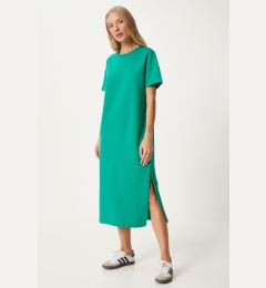 Снимка на Happiness İstanbul Women's Green Cotton Summer Casual Combed Dress