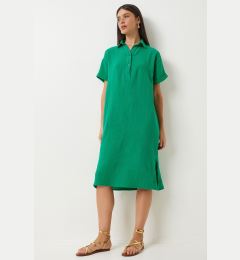 Снимка на Happiness İstanbul Women's Green Polo Neck Summer Loose Muslin Dress