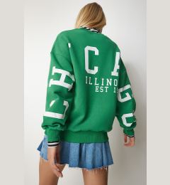 Снимка на Happiness İstanbul Women's Green Printed Oversize Sweatshirt